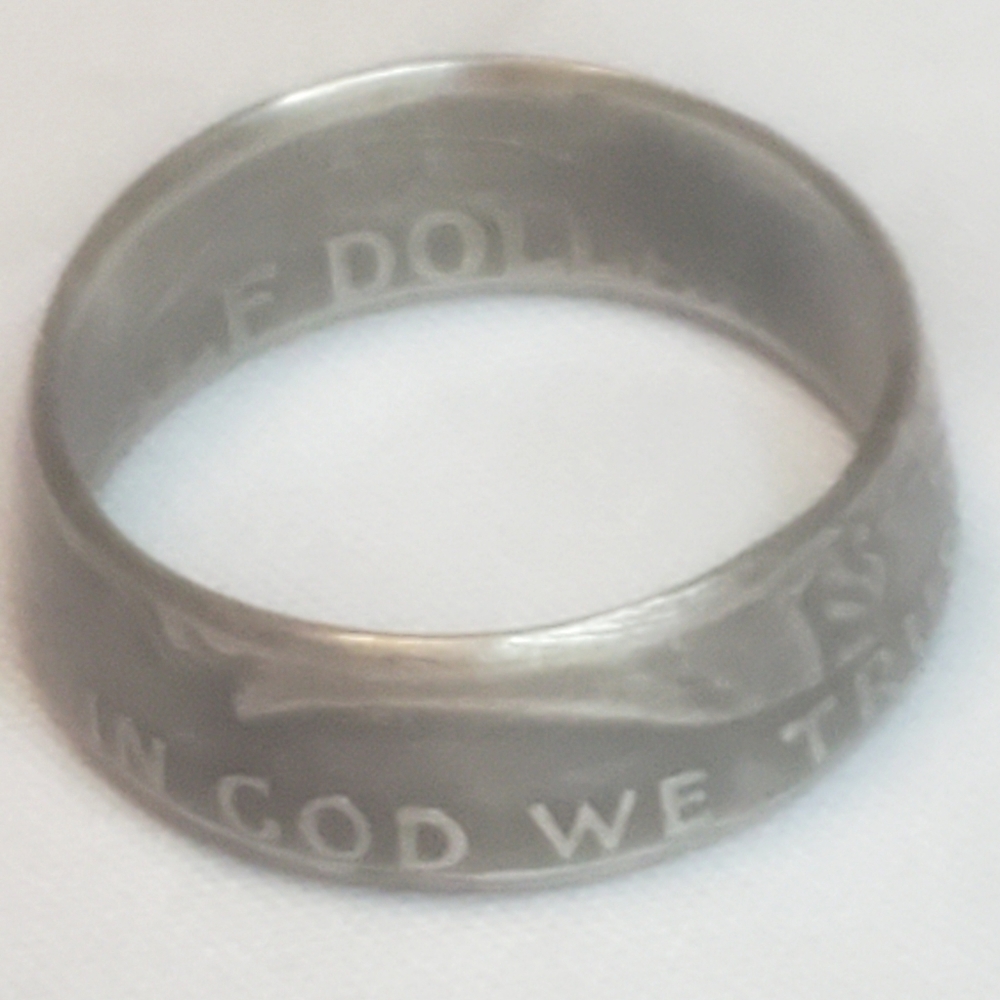 1960 Ben Franklin 90% SILVER half dollar coin ring sz13